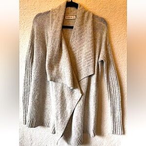 Abercrombie & Fitch Knit Waterfall Open Front Cardigan Grey Wool Blend